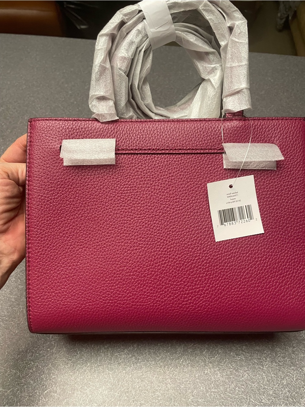 kate spade deep pink Pebbled Leather Bow Tassel Hayes Small Satchel Shoulder Bag - Picture 2 of 8